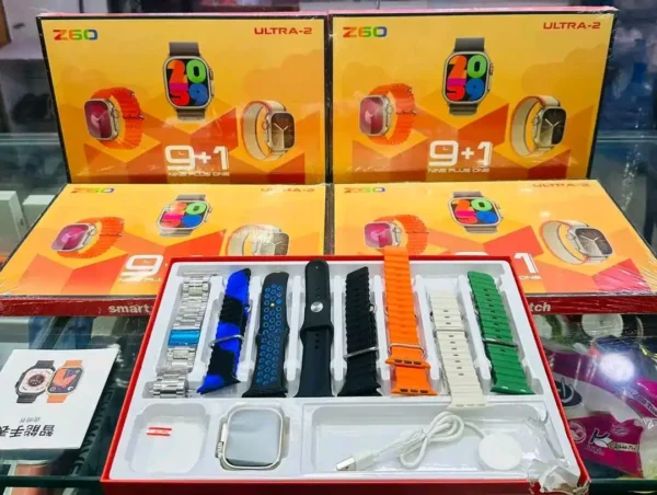 ساعة سمارت واتش Z60 Ultra 2 مع 8 استرابات بألوان مختلفة