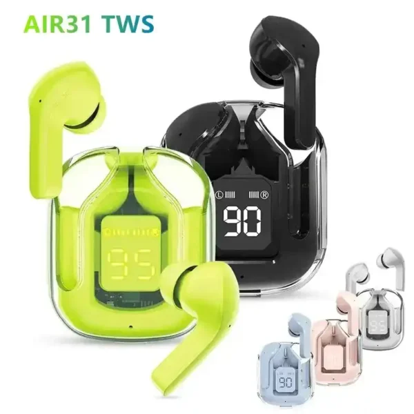 سماعة ايربودز اير Airpods Air 31 اسود شاشة LED وصوت نقي