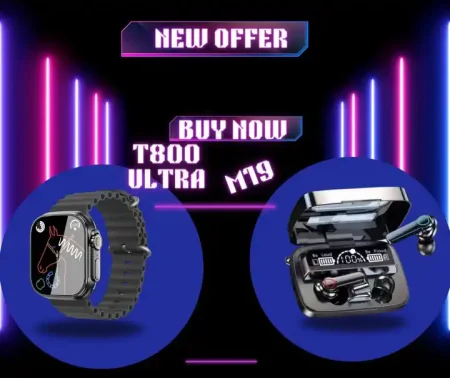 ساعة سمارت T800 مع سماعة M19 عرض 2 في 1
