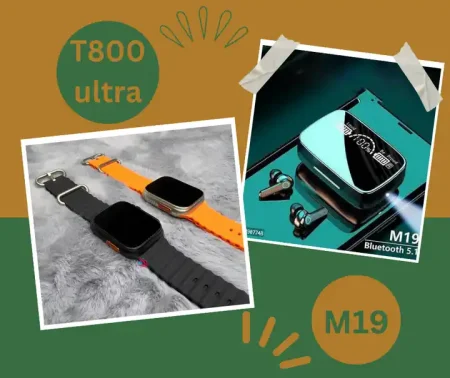 ساعة سمارت T800 مع سماعة M19 عرض 2 في 1