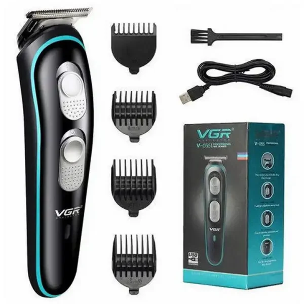 ماكينة حلاقة VGR V-055 للشعر واللحية بشفرات ستانلس ستيل و4 امشاط ماكينة حلاقة VGR V-055 للشعر واللحية بشفرات ستانلس ستيل و4 امشاط