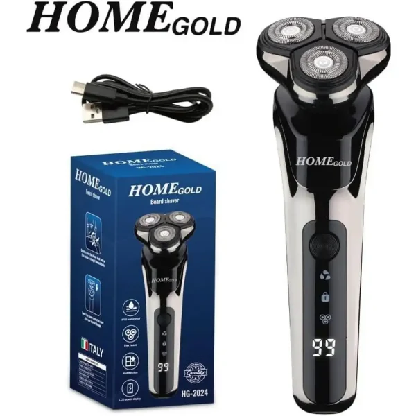 ماكينة حلاقة دوارة للوجه الجاف والرطب Home Gold ضد الماء 3 رؤوس