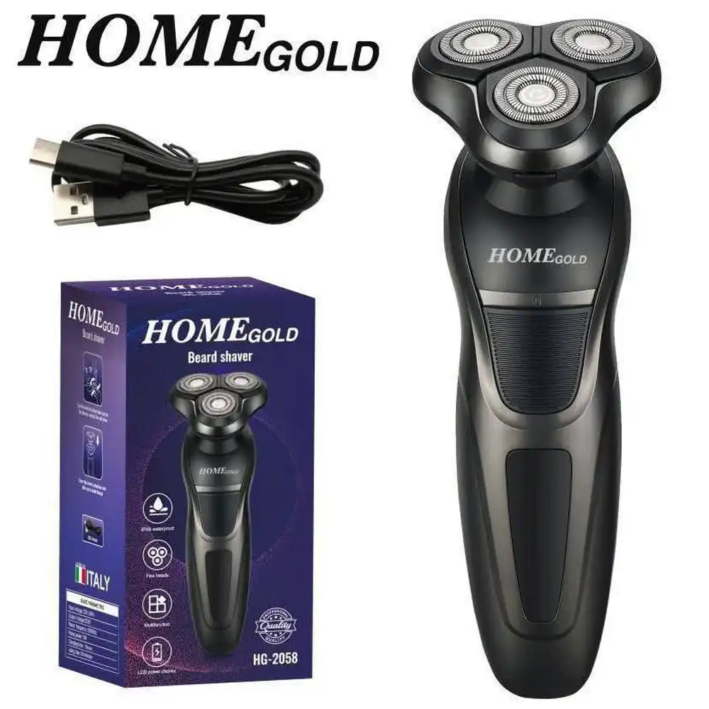 ماكينة حلاقة وتنعيم الوجه HOME GOLD HG-2058 بثلاث رؤوس مقاومة للماء