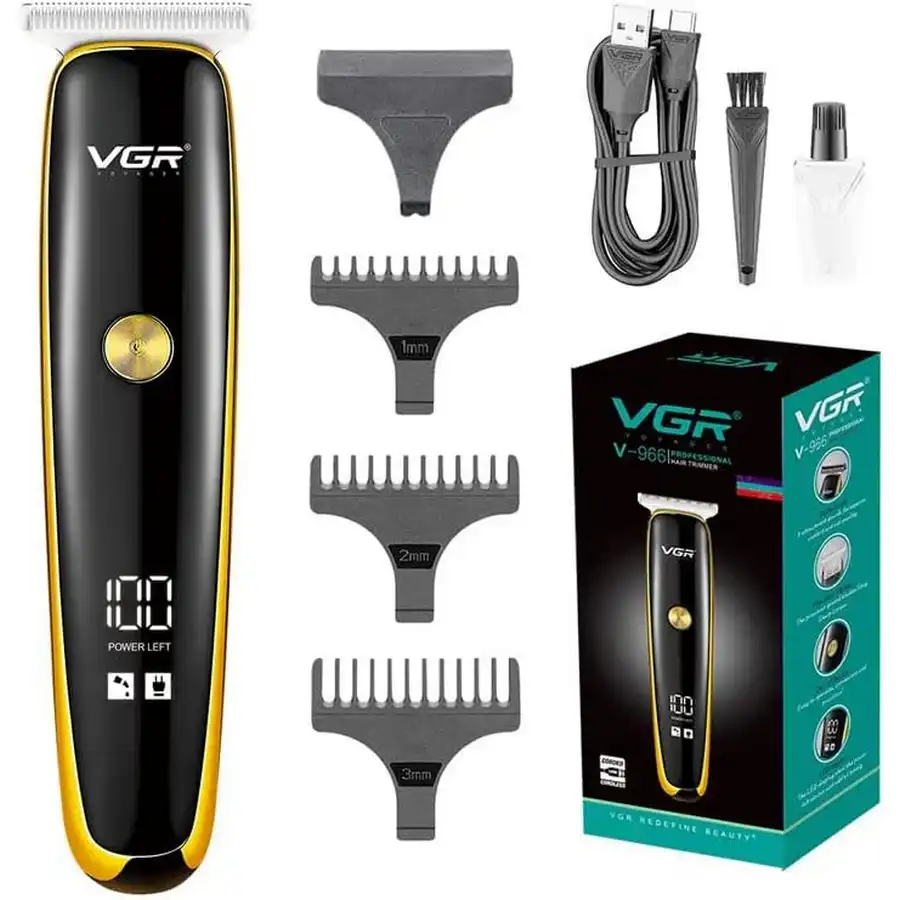ماكينة حلاقة احترافية VGR V966 للرجال بتصميم معدني وبطارية ليثيوم