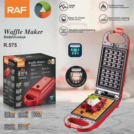 ماكينة وافل ميكر RAF صانعة سندوتشات ودونات وشواية منزلية 5 في 1