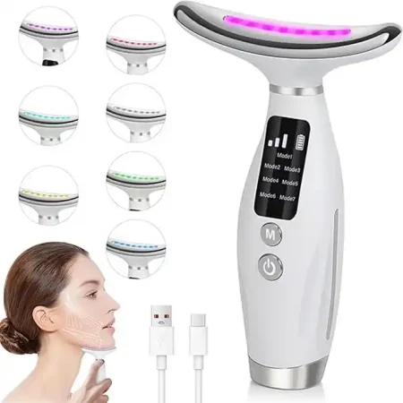 جهاز شد الوجه الرقبة Face Lifting بـ7 الوان LED وEMS لمحاربة التجاعيد جهاز شد الوجه الرقبة Face Lifting بـ7 الوان LED وEMS لمحاربة التجاعيد