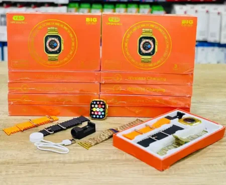 ساعة X99 Ultra Max الذكية ذهبية فخمة ومعها استرابات متنوعة