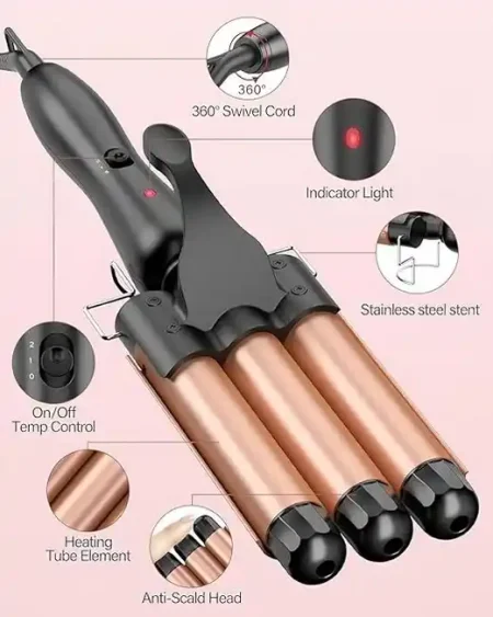 مكواة تمويج شعر ثلاثية Cronier Hair Waver براميل سيراميك سريع مكواة تمويج شعر ثلاثية Cronier Hair Waver براميل سيراميك سريع