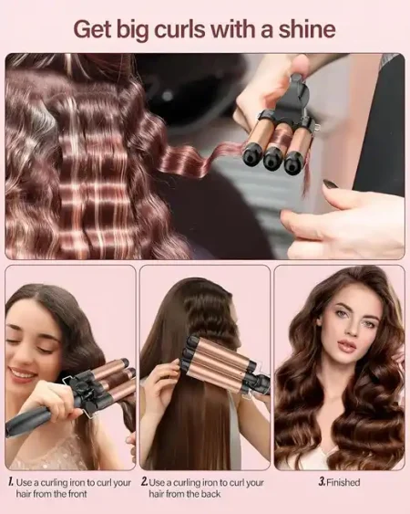 مكواة تمويج شعر ثلاثية Cronier Hair Waver براميل سيراميك سريع مكواة تمويج شعر ثلاثية Cronier Hair Waver براميل سيراميك سريع