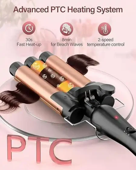 مكواة تمويج شعر ثلاثية Cronier Hair Waver براميل سيراميك سريع مكواة تمويج شعر ثلاثية Cronier Hair Waver براميل سيراميك سريع