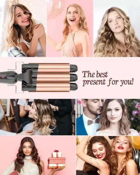 مكواة تمويج شعر ثلاثية Cronier Hair Waver براميل سيراميك سريع مكواة تمويج شعر ثلاثية Cronier Hair Waver براميل سيراميك سريع