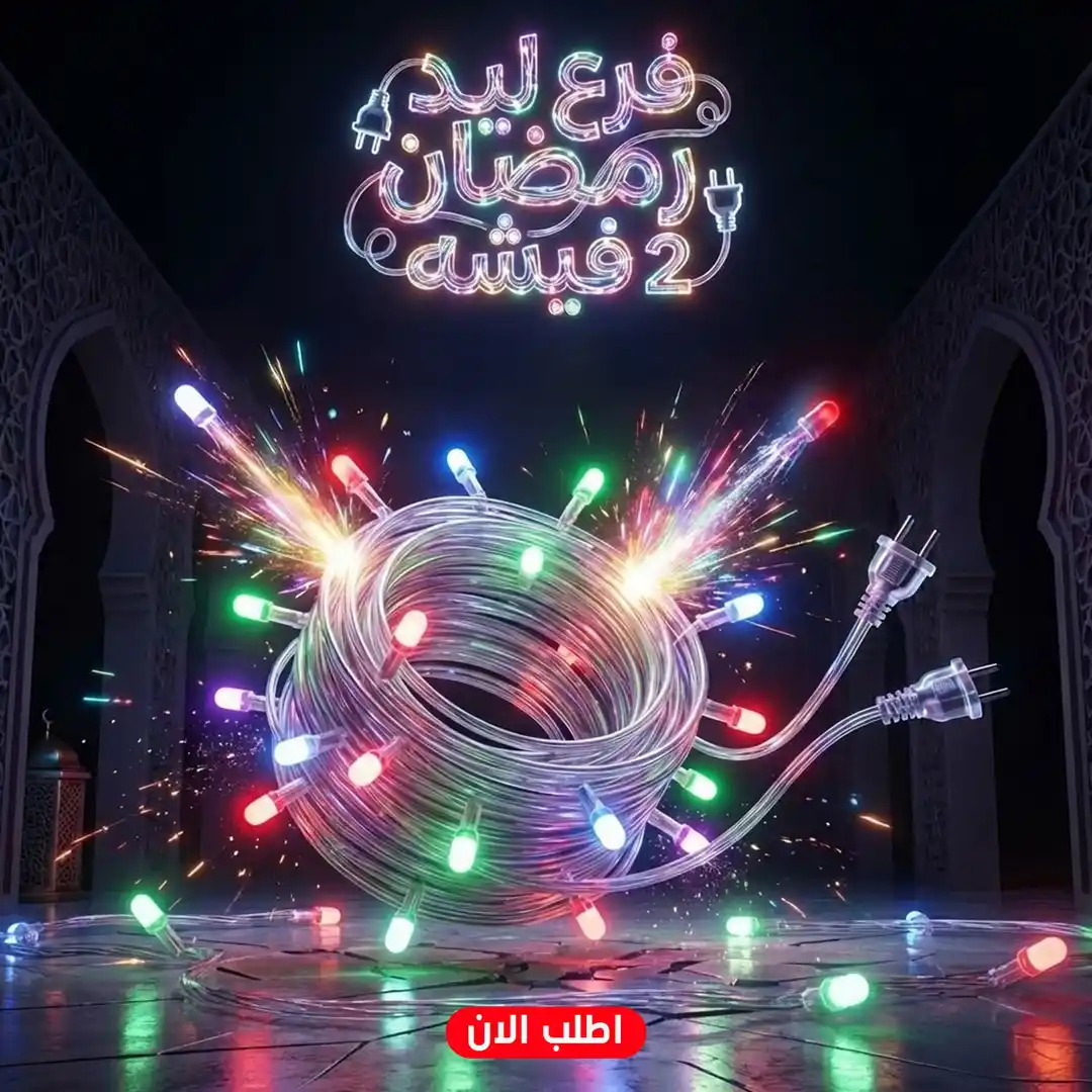 فرع ليد رمضان بفيشتين اضاءة قوية وزينة مبهجة للمنزل والبلكونة