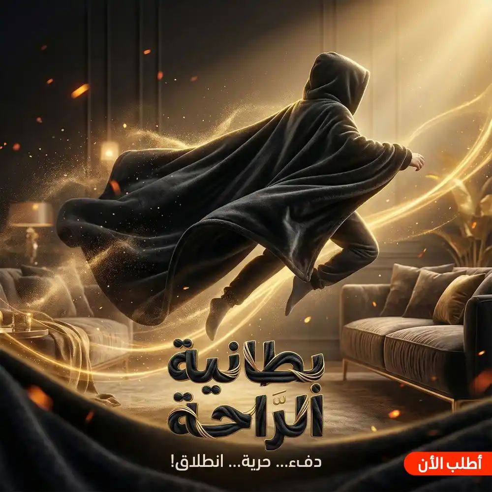 بطانية قابلة للارتداء سوداء هودي فرو تقيل دفا وشياكة للبيت