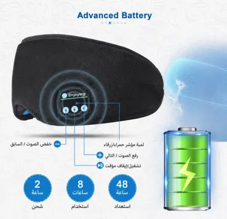 ماسك نوم بلوتوث موسيقي مريح ومضاد للضوضاء والضوء