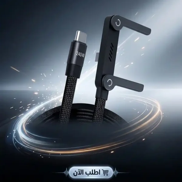 كابل شحن سريع مغناطيسي مع حامل هاتف مدمج 240 واط